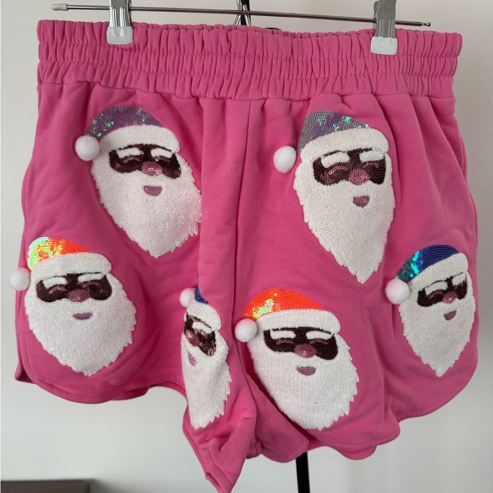 QUEEN OF SPARKLES Hot Pink Medium Skin Santa Short Size Large NEW - Picture 2 of 4